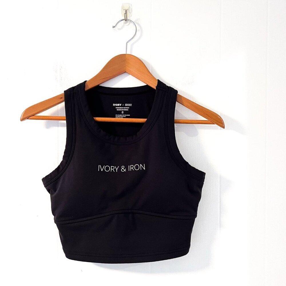 NEW Ivory & Iron Essential Cropped Tank Black Small - Picture 4 of 9
